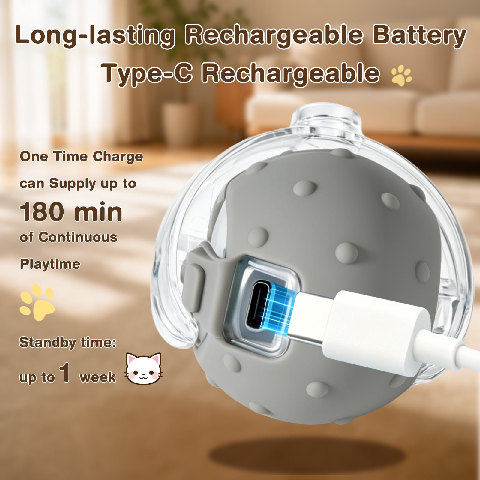 Risehigh Cat Toys for Indoor Cat Toy Smart Interactive Cat Toy Ball Rechargeable