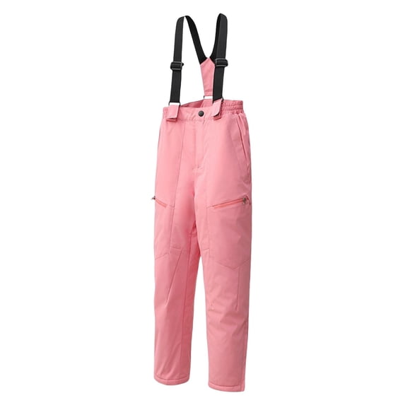 XIMIN Boys Girls Skiing Snowboard Pants Snow Bibs Kids Fleece Lined Waterproof Ski Pants Overalls with Pockets Winter Insulated Thick Warm Ski Bib Pant
