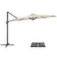 thumbnail image 1 of CorLiving 11.5ft Deluxe Offset Tilting Rotating Patio Umbrella with Aluminum Frame & Deluxe Base Weights, 1 of 9