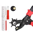 thumbnail image 2 of Belt Punch , Manual Multifunctional Hand Hole Puncher with 6 Hole Sizes, Manganese Steel Material, for Leather Plastic, with Spacer, Screwdriver, Ruler, and Hole Grinding Rod, 2 of 8