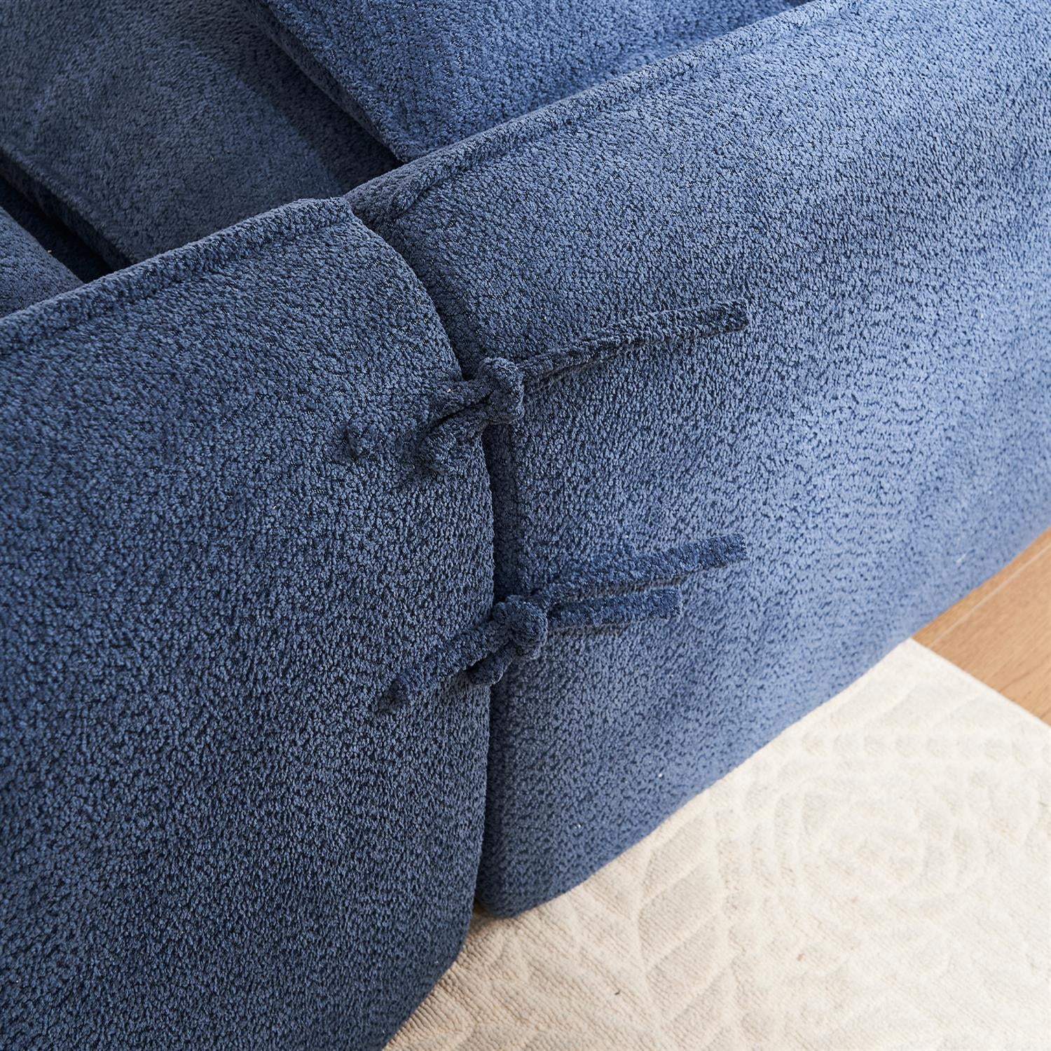 Demi Bonn 106" 3 Seater Compression Sofa for Living Room, Comfy L-Shape Couch with Chaise, Sleeper Sectional Couch for Apartments, Blue