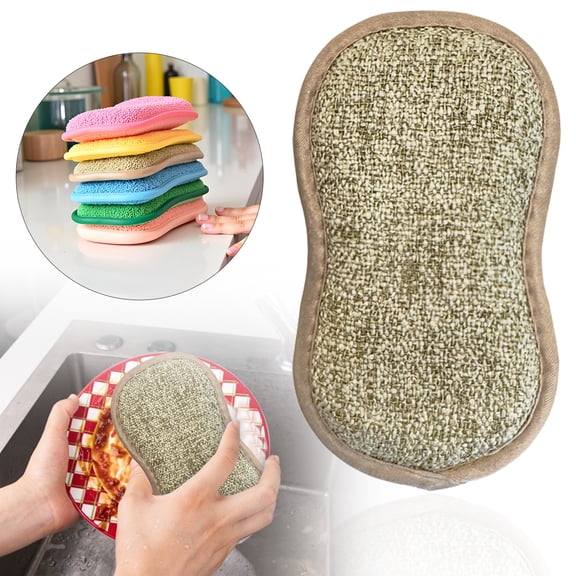 Multi-Purpose Scrub Sponges for Kitchen, Non-Scratch Microfiber Sponge with Heavy Duty Scouring Power, Effortless Cleaning of Dishes, Pots and Pans, 1 Pcs, 6.3x3.94x0.78"