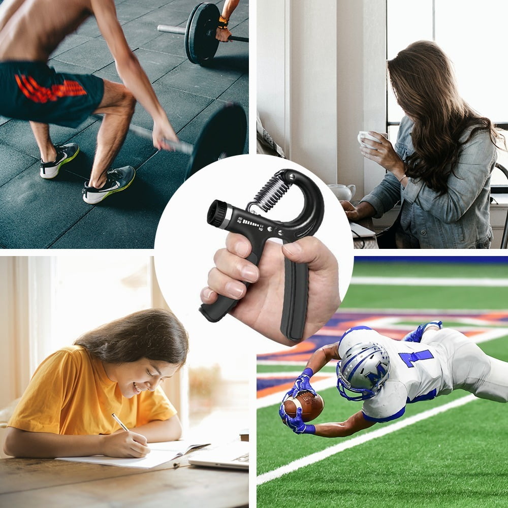 5PCS Resistance Hand Gripper Kit, Forearm Grip Adjustable Hand Grip Exerciser Strengthener Workout Set Finger Stretcher Trainer Grip Strength Ring & Stress Relief Grip Ball for Athletes Musicians