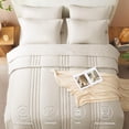 thumbnail image 2 of 7-Piece Queen Beige Down Alternative Comforter Set, Luxury Soft All Season Bed in a Bag with Sheets & Pillowcases, 2 of 9
