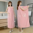 thumbnail image 4 of Bath Towel Household Women Wearable Wrap Adults Absorb Water Polyester Dry Hair Skirt Long Style Bathroom Washable Bathrobe, 4 of 9