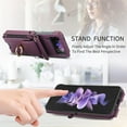 thumbnail image 4 of for Samsung Galaxy Z Flip 3 Wallet Case Crossbody, PU Leather Zipper Handbag Purse Flip Cover, Back Card Slots, Adjustable Shoulder Strap, Finger Ring Stand for Samsung Galaxy Z Flip 3, Darkpurple, 4 of 8