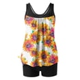 thumbnail image 4 of Trajes de Baño Modestos para las Mujeres Traje de Baño de Eslinga de Impresión de Hojas de Flores Multicolores, Cintura Alta Y Tops de Traje de Baño de Apoyo para las Mujeres, 4 of 6