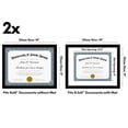 thumbnail image 2 of Americanflat 11x14 Diploma Frame with Shatter-Resistant Glass with 8.5x11 Mat 2 Pack Display Documents - Black, 2 of 6
