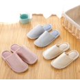 thumbnail image 6 of Women's Striped Linen Comfortable Antislip Cotton Slippers, Closed-Toe Spa Slippers, Machine Washable, 6 of 6
