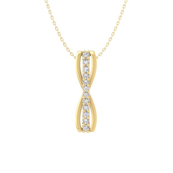 Araiya Fine Jewelry 10K Yellow Gold Lab-Grown Diamond Bar Pendant for Women with Gold Plated Silver Cable Chain Necklace (1/6 cttw, VS1 Clarity, D-F Color) 18inch