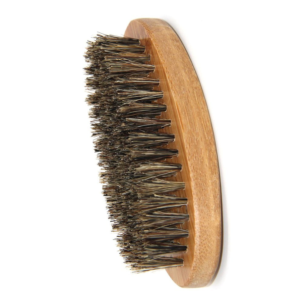 Men Boar Hair Bristle Beard Mustache Brush Military Hard Round Wood