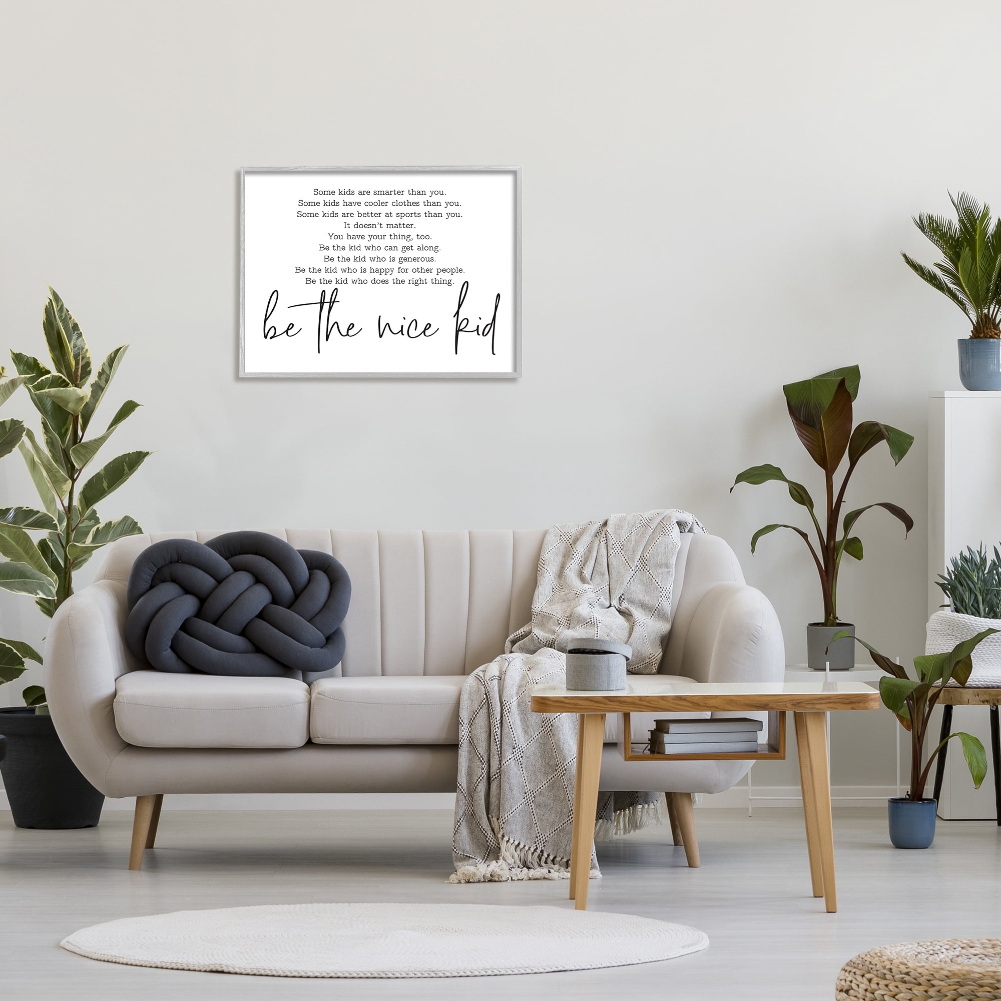 Stupell Industries Be The Nice Kid Black And White Inspirational Word Design Graphic Art Framed Art Print Wall Art, 30x24, By Lettered and Lined