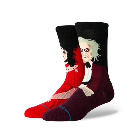 Stance Beetlejuice Dearly Beloved Crew Socks Maroon in size US 6 - 9