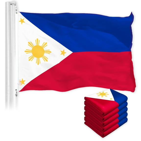 G128 – 5 Pack: Philippines (Philippine) Flag | 3x5 feet | Printed 150D – Indoor/Outdoor, Vibrant Colors, Brass Grommets, Quality Polyester, Much Thicker More Durable Than 100D 75D Polyester