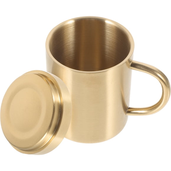 UPOUART Golden Stainless Steel Water Cup Double-layer Structure for Home Dining 1Pack Back to School