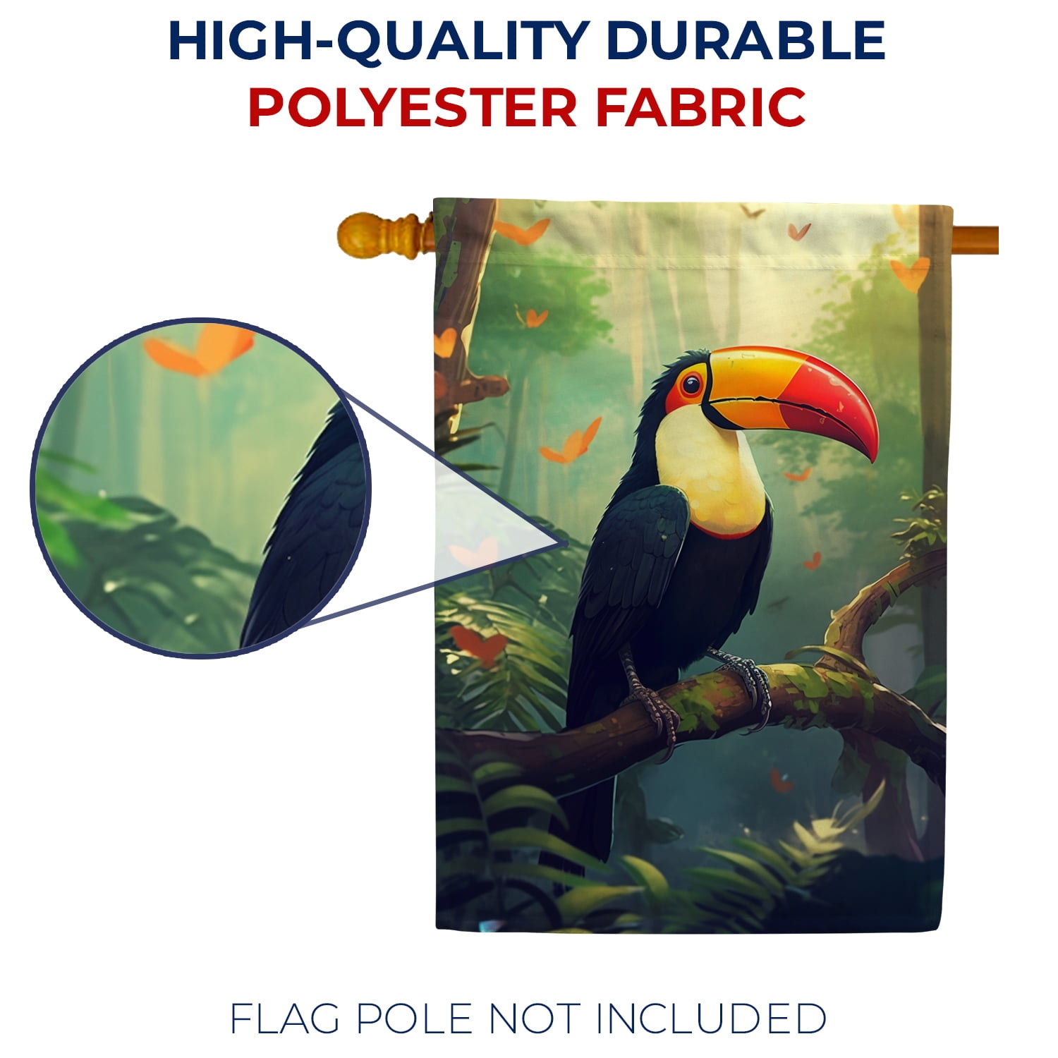 America Forever Tropical Toucan House Flag 28 x 40 inch Double Sided Exotic Bird Rainforest Jungle Tropical Paradise Outdoor Yard Decorative Flag