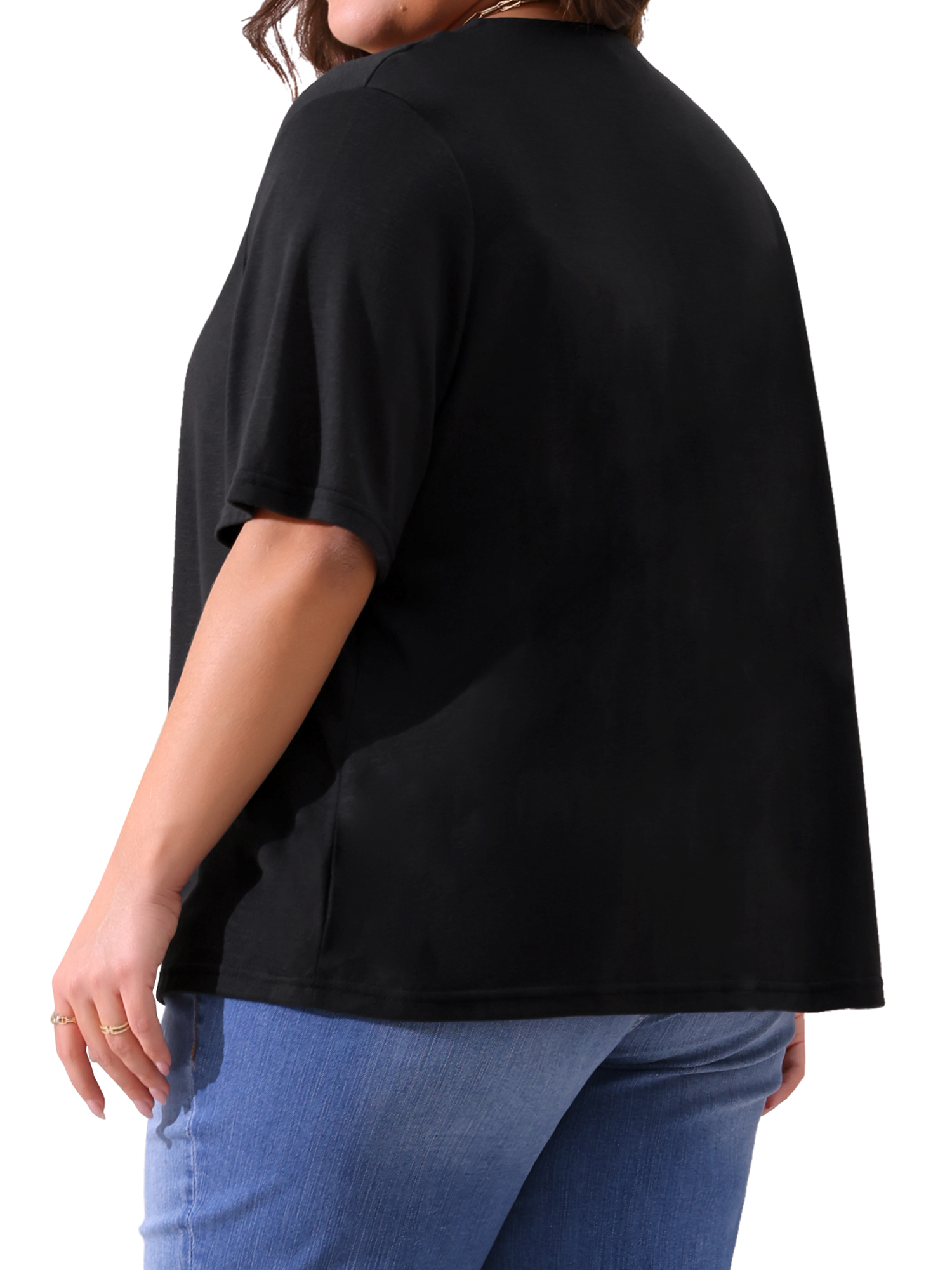 DARING DIVA Women's Plus Button Down Sheer Knitted Sweater 2X Black