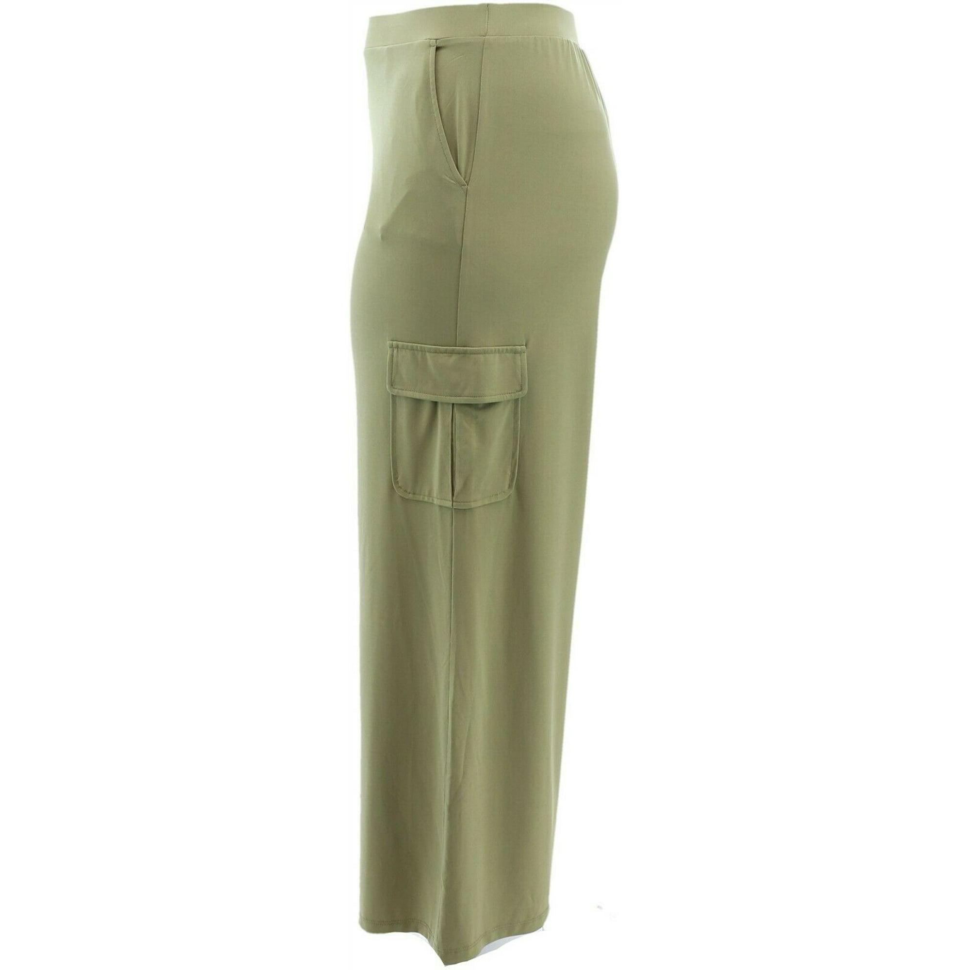 Lisa Rinna Collection Pull On Wide Leg Cargo Pants Martini Olive XXS NEW A352968 Walmart