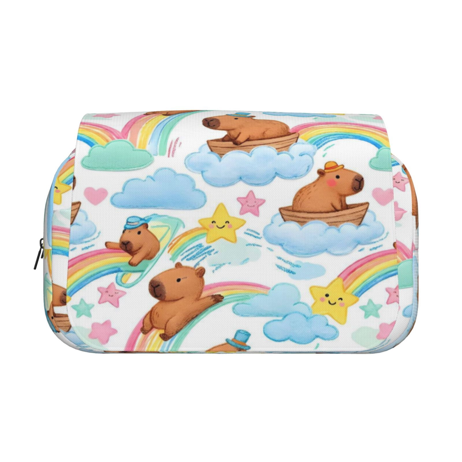 Large-Capacity Flip-Top Double-Layer Pencil Case, Multi-Functional Pocket Pen Case, Durable Stationery Organizer Capybara Pattern 4