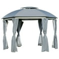 thumbnail image 6 of Barara King Gazebo, Outdoor Canopy Shelter,12' x 12' Round Outdoor Gazebo with Double Roof, Netting Sidewalls and Curtains, Zippered Doors,Grey, 6 of 10