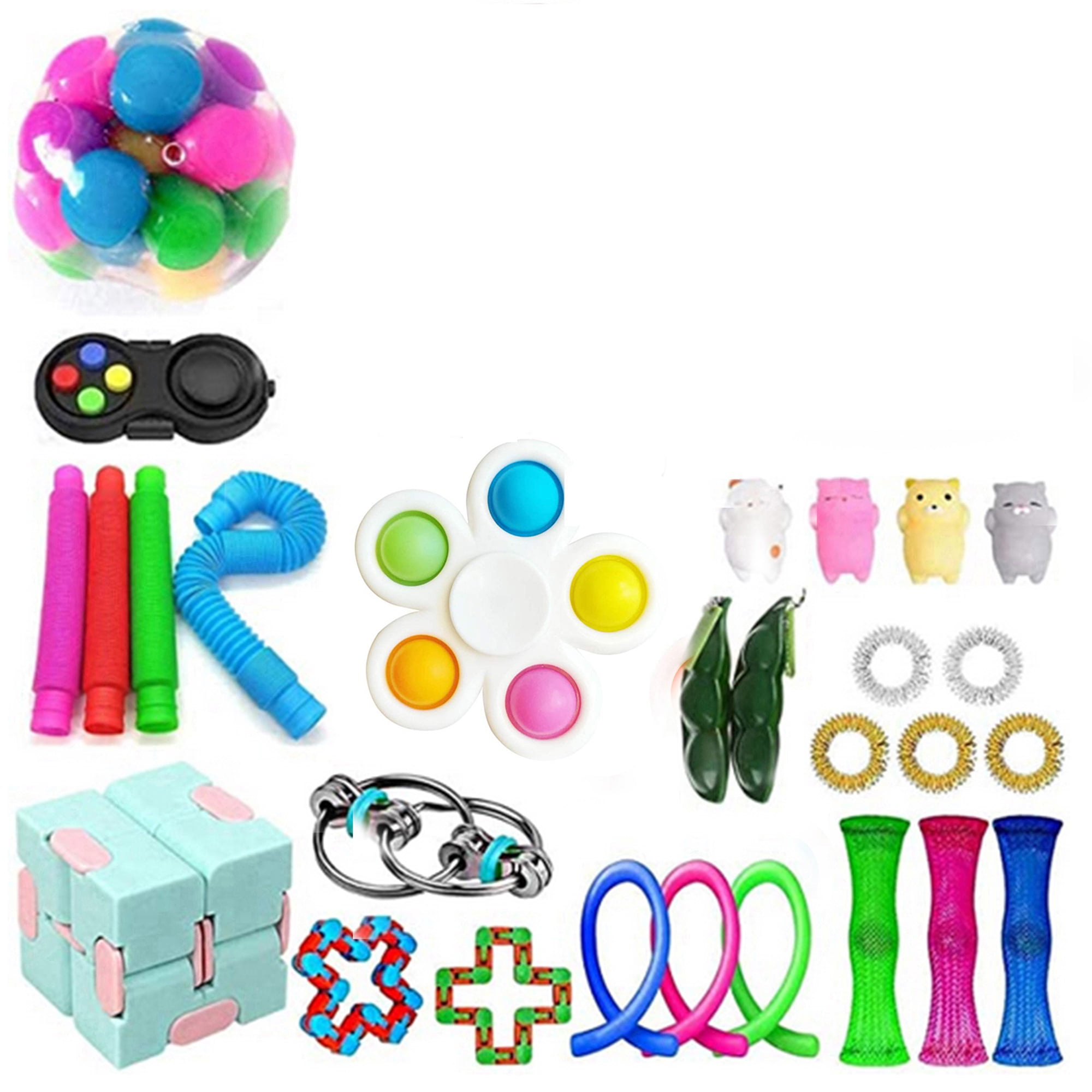 JAEZZIY Stress Relief Fidget Toy Pack, Sensory Fidget Toys Pack with Push  Pop Bubble Simple Dimple,Decompression Fidget Toys Set with Infinite