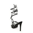 thumbnail image 4 of Wild Diva Embellished Rhinestone Butterfly Spiral Coil Wrap Around Stiletto Heels (Black, 8), 4 of 7