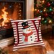 thumbnail image 5 of xihome Funda de cojn decorativa de lino y lino de 45x45 cm con estampado de muñeco de nieve, rbol de Navidad y lazo., 5 of 6