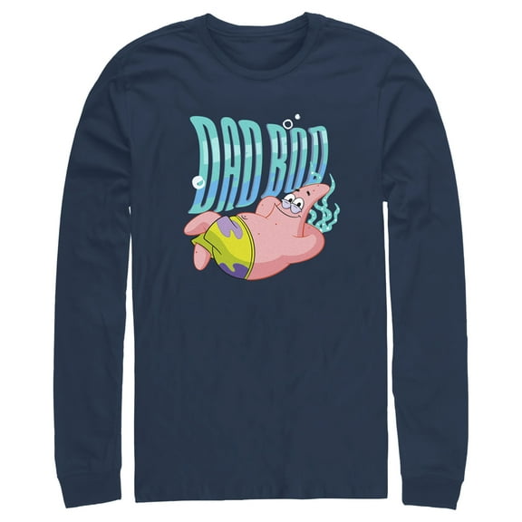 Men's SpongeBob SquarePants Patrick Dad Bod  Long Sleeve Shirt Navy Blue Small