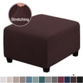 thumbnail image 2 of SUTENGDA Square Ottoman Cover Soft  Stretch Jacquard Ottoman Slipcovers Waterproof Non Slip Footstool Protect With Elastic Bottom Machine Washable-Primary color, 2 of 7