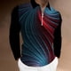 thumbnail image 2 of Blusa de manga larga con estampado digital colorido y media cremallera para hombre Pompotops  oipoqjl28702, 2 of 3