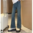 thumbnail image 5 of Otqutp Girls Flare Jeans Vintage Aesthetic Bell Bottom Denim Pants Elastic High Waist Slim Fit Trendy Stretchy Y2K Clothes, 5 of 9