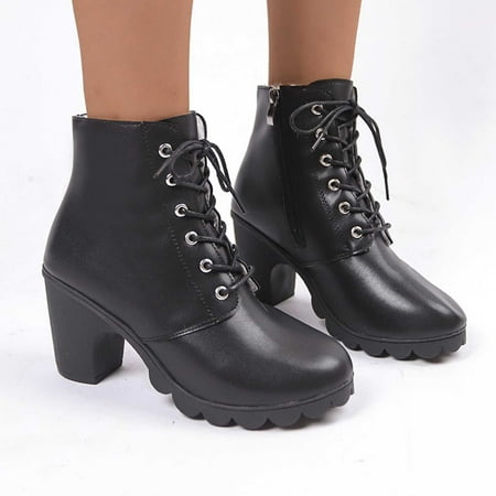 

Bnwani Boots For Men Fall Shop Mid Heel Boots Lace-Up Ankle-High Black Boots 35-42