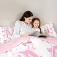 thumbnail image 4 of Manfei Pink Ribbon Bowknot Full Size Comforter Sets For Girls,Cartoon 3D Letter M Personalized Bedding Sets For Kids,Pink Reversible,3 Pieces, 4 of 7
