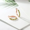 thumbnail image 4 of Gem Stone King 18K Rose Gold Plated Silver Women Hoop Earrings Green Peridot (1.60 Cttw, Round Cut, 3/7 inch Diameter), 4 of 4