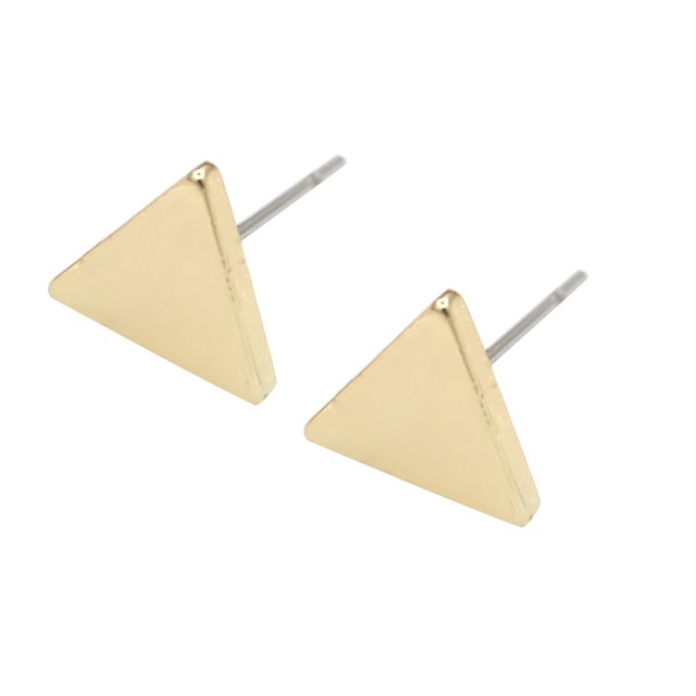 Pendientes de tuerca con forma de triángulo para mujer y niña, accesorio de joyería dorado
