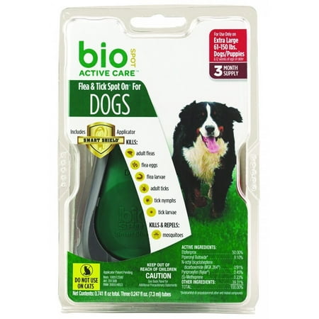 - Bio Spot Active Care Flea & Tick Spot On With Applicator For Extra Large Dogs (61-150 Lbs.) 3 Month Supply
