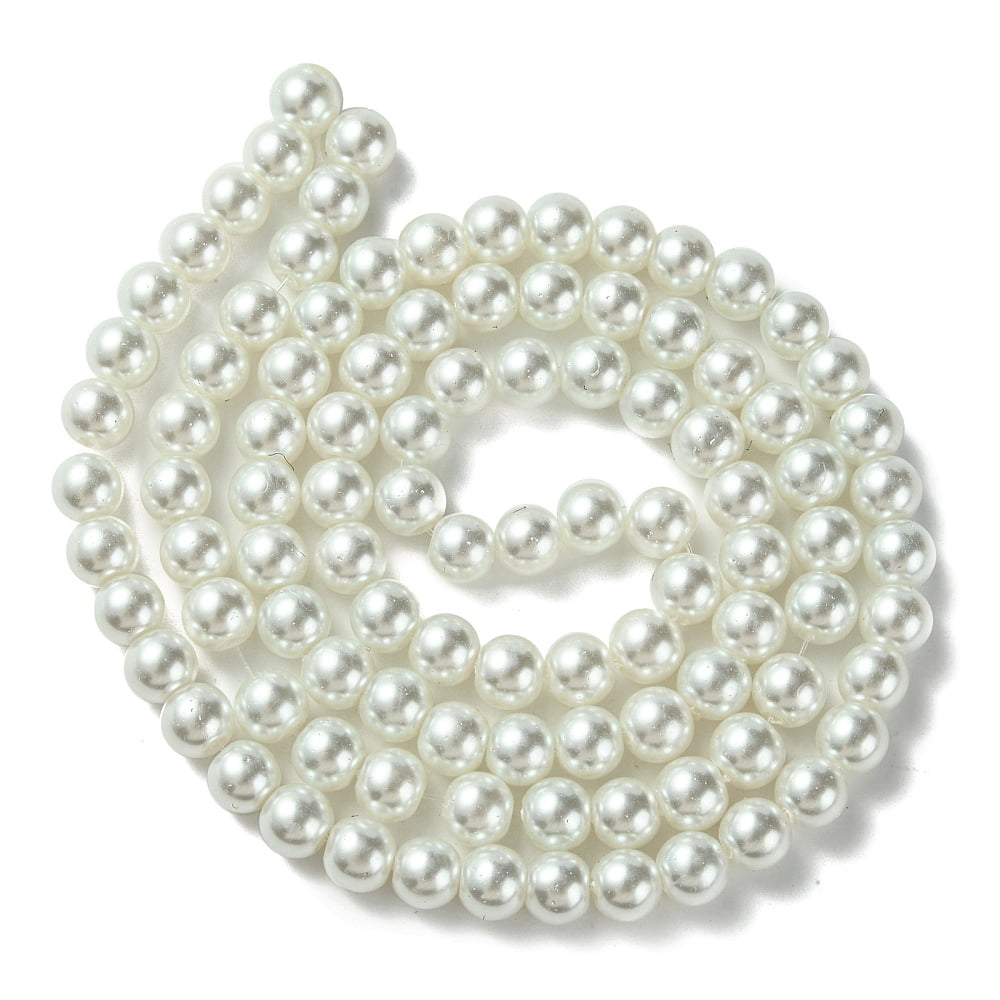 Dyed Glass Pearl Round Beads Strands White 4mm/6mm/8mm/10mm/12mm Hole: 1mm 70~216pcs/strand