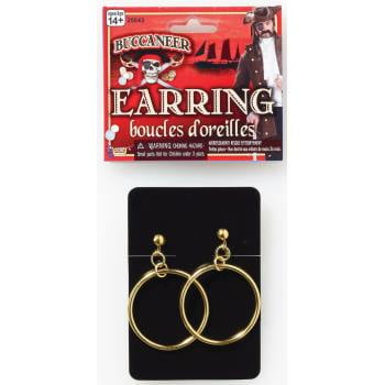 Adult Fancy Dress Pirate Eyepatch And Large Gold Ear Ring Accessory 