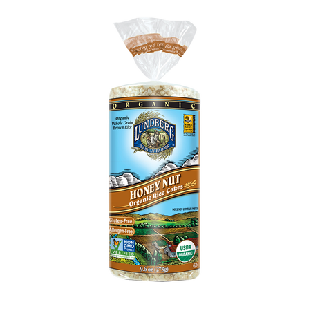 Lundberg Organic Honey Nut Rice Cakes, 9.5 oz, (Pack of 12)