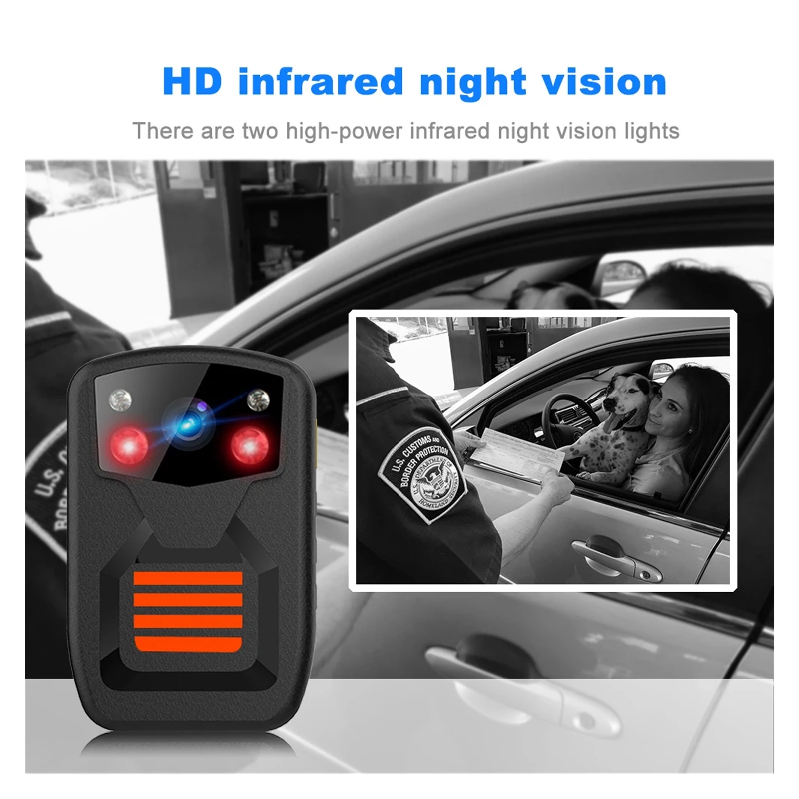 1080p Night Vision Red And Blue Flash Video Record Body Worn Video Camera ,Ultra HD