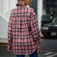 thumbnail image 4 of Women's Oversized Flannel Plaid Shacket Jacket Fashion Print Casual Long Sleeve Turndown Collar Button Shirt Tops Shirts Jacket Coats with Side Pockets Pink,2XL, 4 of 7