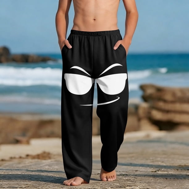 Pantalones largos para niños y niñas, de moda, estampados, casuales, de playa, con bolsillos.