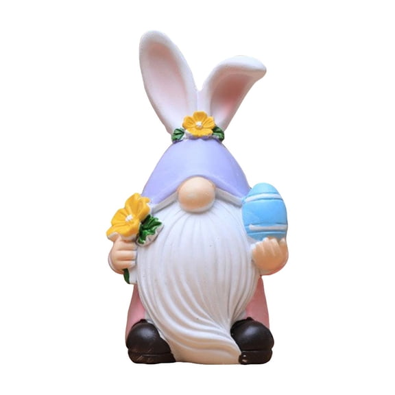 Easter Garden Gnome Statue – Funny Rabbit-Eared Dwarf with Egg & Flower – Perfect for Easter, Spring Season or Kids’ Room Decor (4.72in Tall)