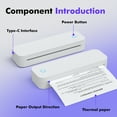 thumbnail image 2 of Tignapoo D80 A4 Thermal Printer with Bluetooth & USB, 203dpi, Multi-Size Printing (2in-8.5in), Tattoo/Web/Text/Image/Exam Printing, Built-in Battery, Includes A4 Paper Roll, Black, 2 of 6