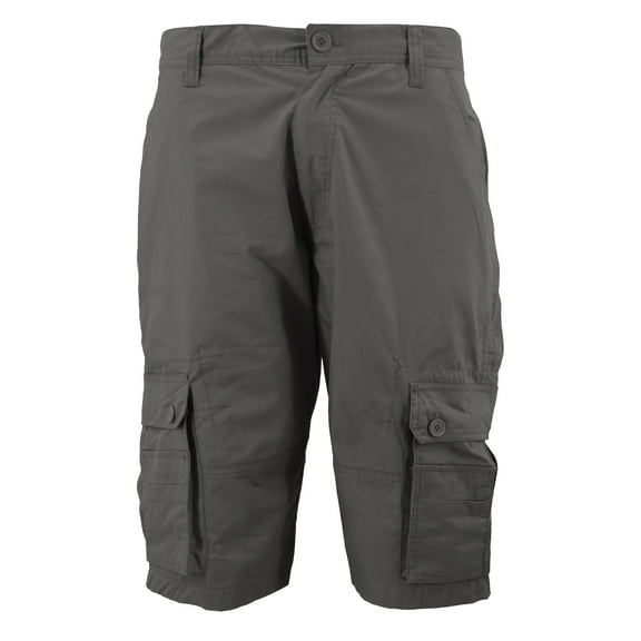 Men's Relaxed Fit Cotton Zip Fly Cargo Shorts Multi Button Flap Pockets (Charcoal, 40)