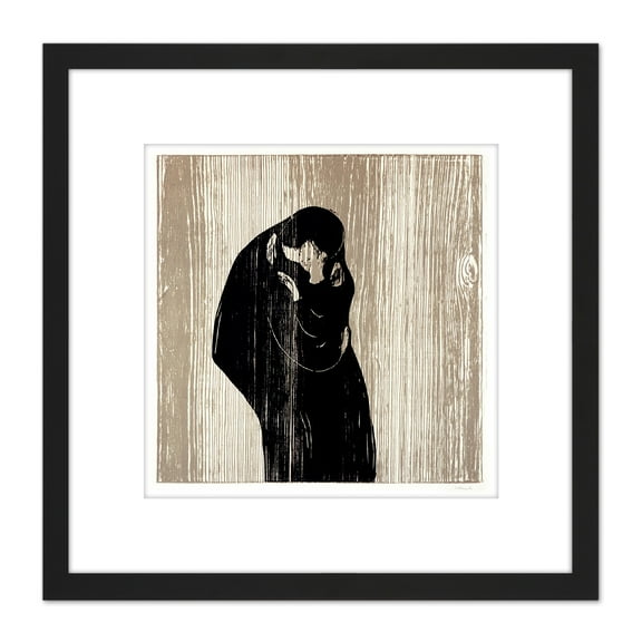 Painting Edvard Munch Kiss IV Picture 8X8 Inch Square Wooden Framed Wall Art Print Picture with Mount