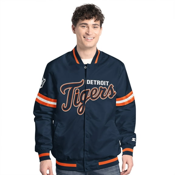 Men's-Starter Navy Detroit Tigers Scout Full-Snap Varsity Jacket