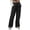 Black, variant on Women's Wide Leg Cargo Pants, High Rise Button Fly Closure, 3D Side Patch Pockets for City Daily Commute Casual Wears in Summer Black M