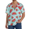 thumbnail image 3 of Honeii 's Watermelon for men's short-sleeved button-up collared shirt featuring a pocket, perfect for beach vacations, and travel adventures., 3 of 5