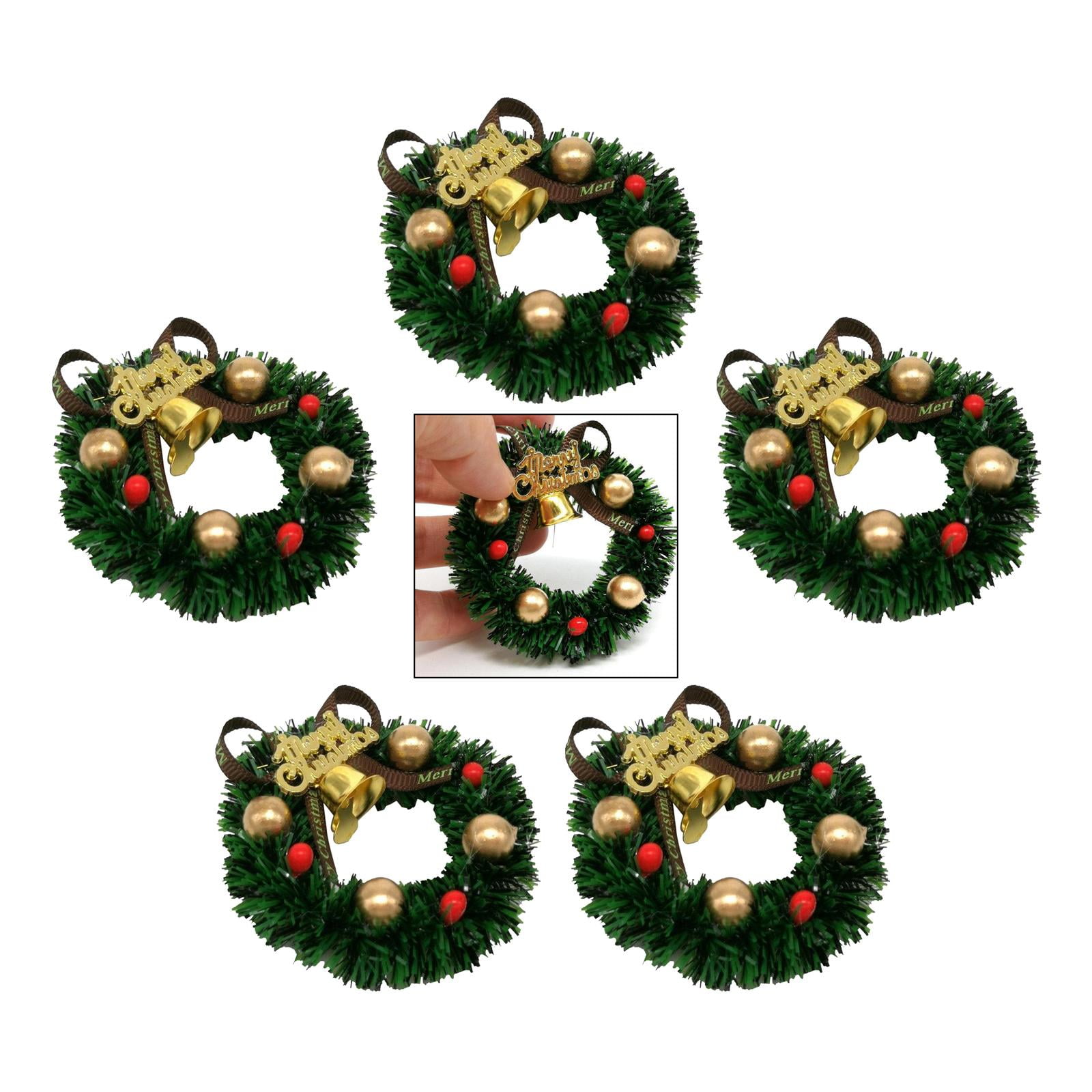 5Pcs 1:12 Scale Dollhouse Miniatures Christmas Wreath GarlandChristmas OrnamY.H5 